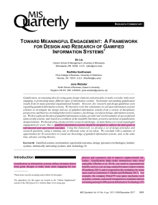 Toward Meaningful Engagement: A Framework for Design And Research of Gamified Information Systems