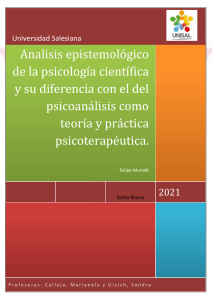 Análisis epistemológico de la psicología científica y su diferencia con el del psicoanálisis como teoría y práctica psicoterapéutica