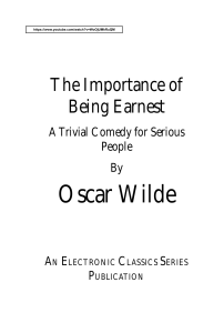 Unit 1 - The importance of being Earnest