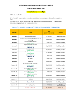 CRONOGRAMA DE VIDEOCONFERENCIAS Lunes 8 -9 pm