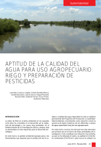 APTITUD DE LA CALIDAD DEL  AGUA PARA USO AGROPECUARIO:  RIEGO Y PREPARACIÓN DE  PESTICIDAS