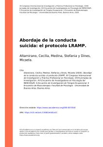 Altamirano, Cecilia, Medina, Stefani (...) (2020). Abordaje de la conducta suicida el protocolo LRAMP