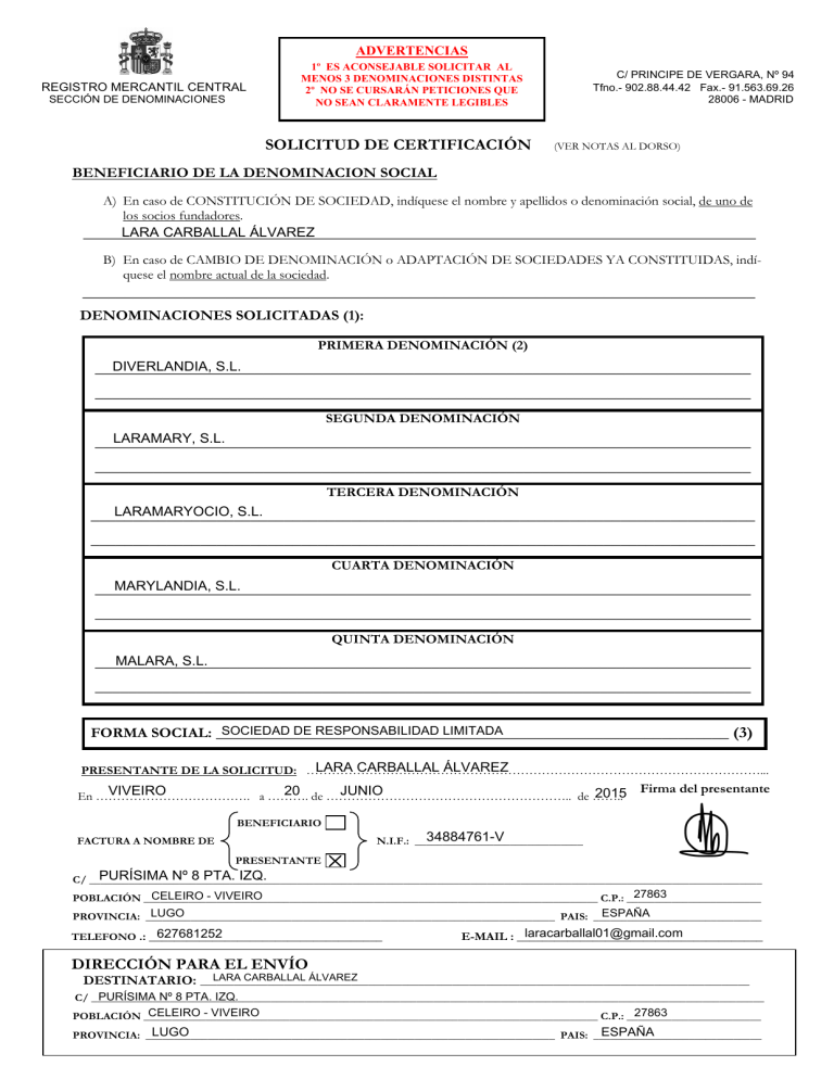 Certificaci N Negativa Del Nombre De La Sociedad