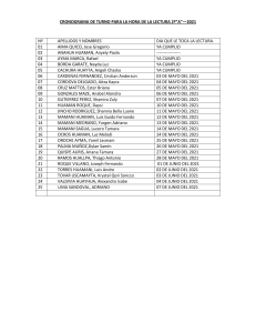 CRONOGRAMA DE TURNO PARA LA HORA DE LA LECTURA 2º