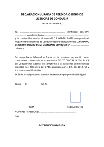 DECLARACION JURADA DE PERDIDA O ROBO DE LICENCIAS DE CONDUCIR