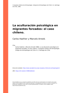 Carlos Haefner y Marcelo Arnold (1985). La aculturación psicológica en migrantes forzados el caso chileno