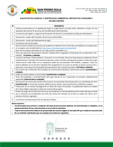 SOLICITUD DE LICENCIA Y CERTIFICADO AMBIENTAL PROYECTOS CATEGORÍA 1