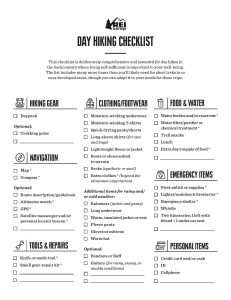 EA Day Hiking Printable Checklist