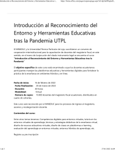 Introducción al Reconocimiento del Entorno y Herramientas Educativas tras la Pandemia UTPL