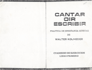 Walter Kolneder - Cantar Oir Escribir 1