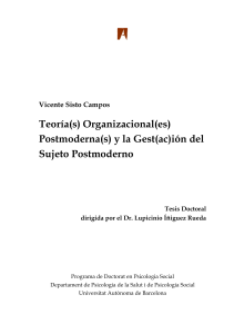 TEORIAS ORGANIZACIONALES PORTMODERNAS Y LA GESTACION DEL SUJETO POSTMODERNO - SISTO CAMPOS - 2004
