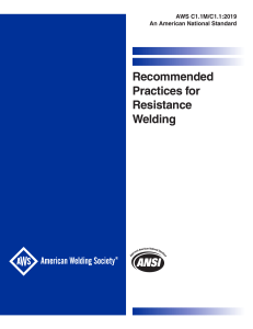 AWS C1.1M 2019 Recommended practices for resistance welding