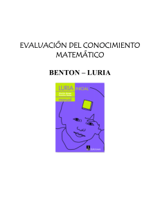 EVALUACIÓN DEL CONOCIMIENTO MATEMÁTICO BENTON LURIA