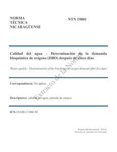 NTN 19001 Determinación de la demanda bioquímica de oxígeno DBO