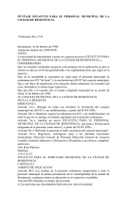 ESTATUTO DEL EMPLEADO MUNICIPAL DE RESISTENCIA ORDENANZA N° 1719/90