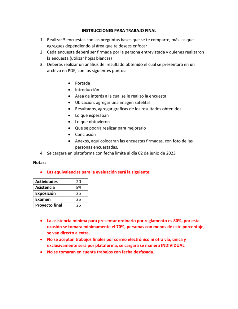 Instrucciones Para Trabajo Final