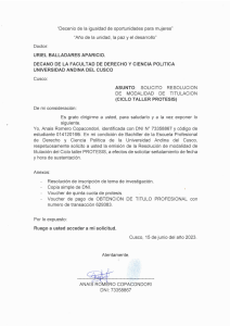 RESOLUCION  DE MODALIDAD DE TITULACION CICLO TALLER PROTESIS 2023 - I