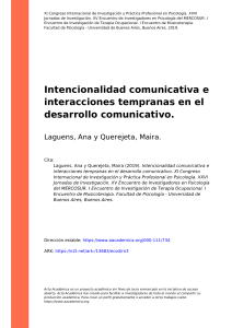 Laguens, Ana y Querejeta, Maira (2019). Intencionalidad comunicativa e interacciones tempranas en el desarrollo comunicativo