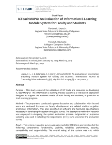 ICTeachMUPO An Evaluation of Information E-Learning Module System for Faculty and Students