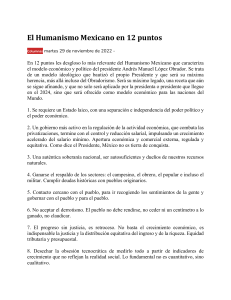 El Humanismo Mexicano en 12 puntos