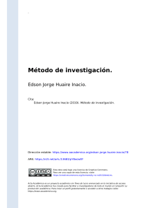 Edson Jorge Huaire Inacio (2019). Método de investigación