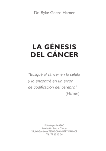 La Genesis Del Cancer 1991 Dr. Hamer