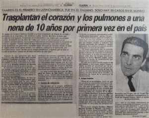 Florentino  Vargas-Primer Transplante Cardiopulmonar Infantil en Argentina