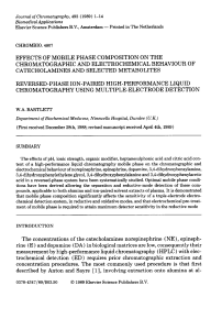 Efecto de la composición de la fase móvil sobre el comportamiento cromatográfico y electroquímico de las catecolaminas y metabolitos