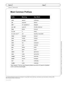 prefixes suffixes