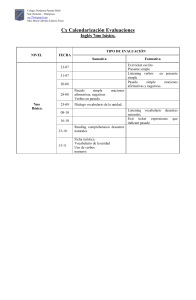 Calendario Evaluaciones Inglés 7mo Básico