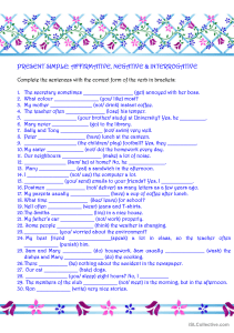 Present Simple Tense Worksheet: Affirmative, Negative, Interrogative