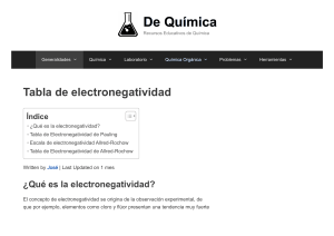 ▷ Tabla de electronegatividad - Tabla de Pauling   De Química