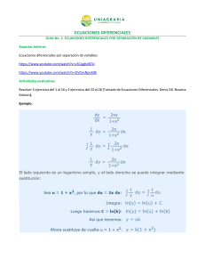 Guía No. 2. Ecuaciones diferencias por separación de variables