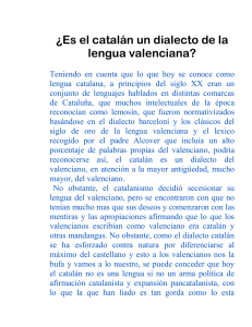 ¿Es el catalán un dialecto de la Lengua Valenciana?