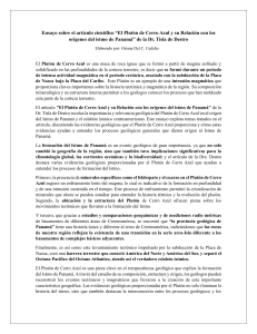 Ensayo sobre el Plutón de Cerro Azul y su relación con el origen del istmo panameño. Oriana Cedeño