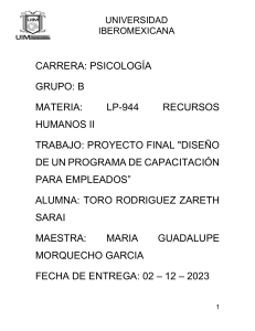 PROYECTO FINAL DE RECURSOS HUMANOS II - PROGRAMA DE CAPACITACIÓN ATENCIÓN AL CLIENTE