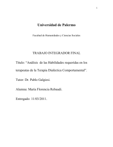 Analisis de las habilidades de un terapeuta DBT