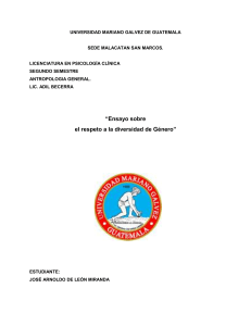 ANTROPOLOGIA ENSAYO SOBRE EL RESPETO A LA DIVERSIDAD DE GÉNERO