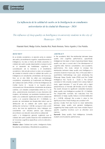 ARTÍCULO de investigación - La influencia de la calidad de sueño en la Inteligencia en estudiantes universitarios de la ciudad de Huancayo - 2024