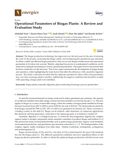 Operational Parameters of Biogas Plants