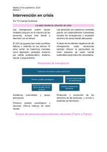 Intervención en crisis. Terapia Ocupacional, salud mental