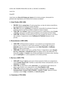 LINEA DE TIEMPO POR EPOCAS DE LA MUSICA EUROPEA