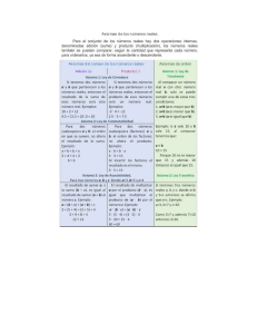 AXIOMAS O PROPIEDADES NUMEROS REALES