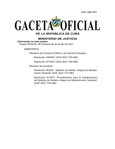 Resolución 66 y 67 2021 Sistema de gestión integral de Mtto Industrial (SGIMI) y Procedimiento de categorización del SGIMI goc-2021-o86