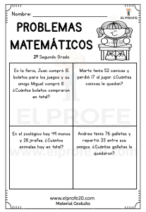 Cuadernillo de problemas matemáticos para segundo grado elprofe20