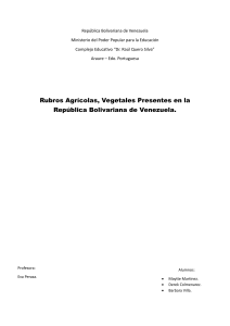 Rubros Agricolas, Vegetales Presentes en la Republica Bolivariana de Venezuela