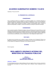 Reglamento Interno Ministerio de Finanzas Públicas Guatemala Acdo Gub112-2018