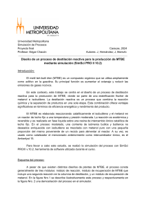 Proceso de destilación reactiva para la producción de MTBE. Hernández y Marrufo