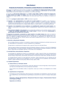 Programa de Salud Mental en Unidad Minera