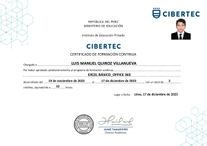 Certificado Excel Básico Office 365